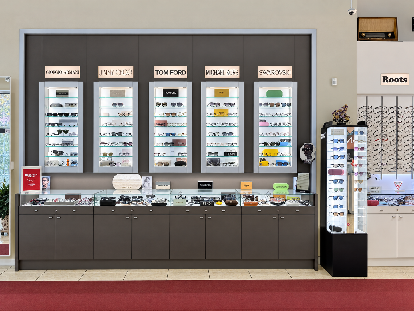 Premium designer prescription frames displayed at Optical Trust