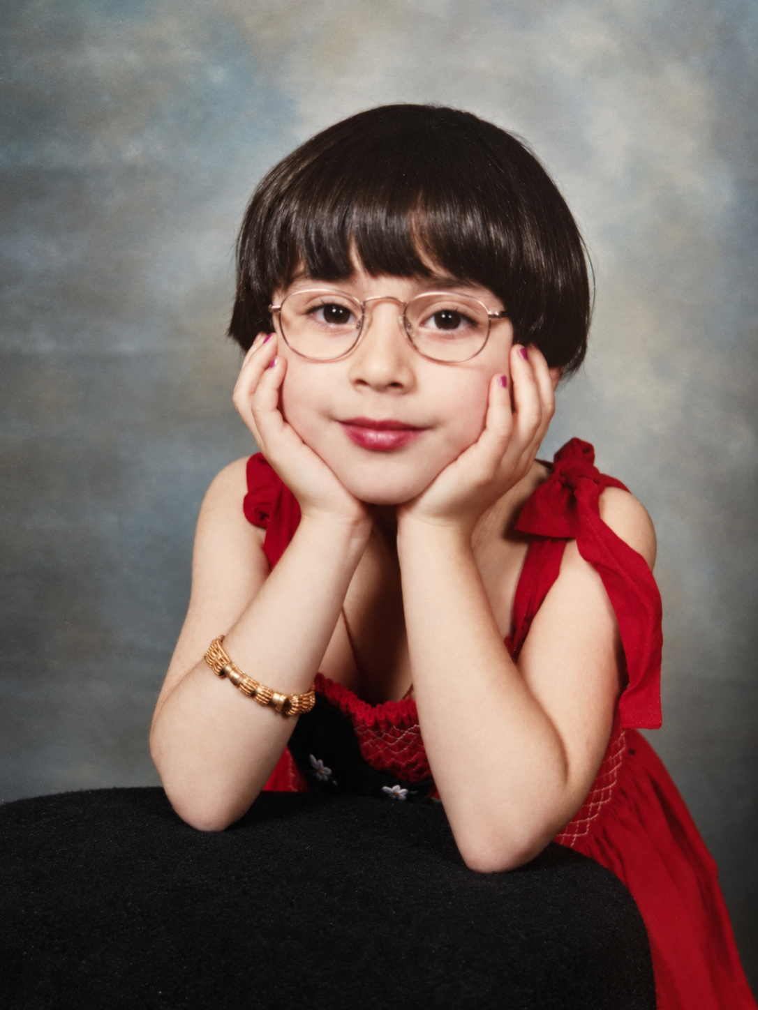 Child wearing prescription glasses
